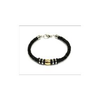 Lederarmband geflochten mit Edelstahl Perlen