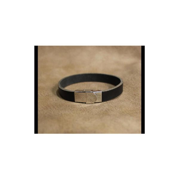 Lederarmband Echt Leder Armband mit Edelstahl Verschluss Unisex Schwarz 18cm