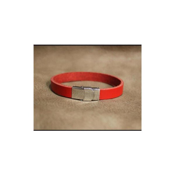 Lederarmband Echt Leder Armband mit Edelstahl Verschluss Unisex Rot 19cm