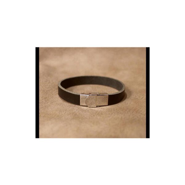 Lederarmband Echt Leder Armband mit Edelstahl Verschluss Unisex Dunkel Braun 21cm