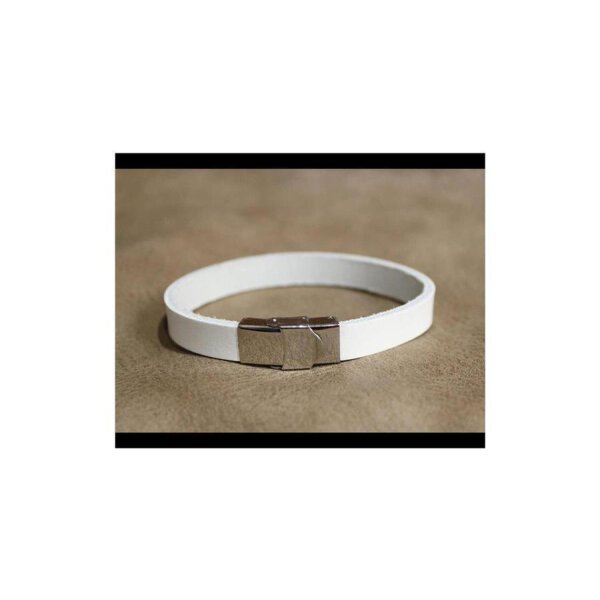 Lederarmband Echt Leder Armband mit Edelstahl Verschluss Unisex Weiß 20cm