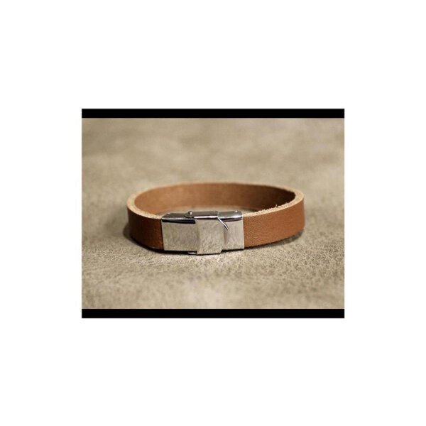 Lederarmband Echt Leder Armband mit Edelstahl Verschluss Unisex Braun 19cm
