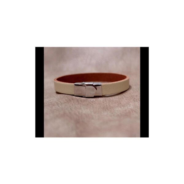 Lederarmband Echt Leder Armband mit Edelstahl Verschluss Unisex Sandfarben 18cm