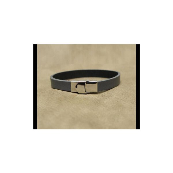 Lederarmband Echt Leder Armband mit Edelstahl Verschluss Unisex Dunkelgrau 18cm