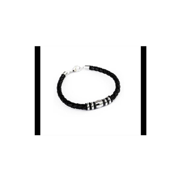 Lederarmband geflochten Leder Herrenarmband / Edelstahl Verschluss und Perlen